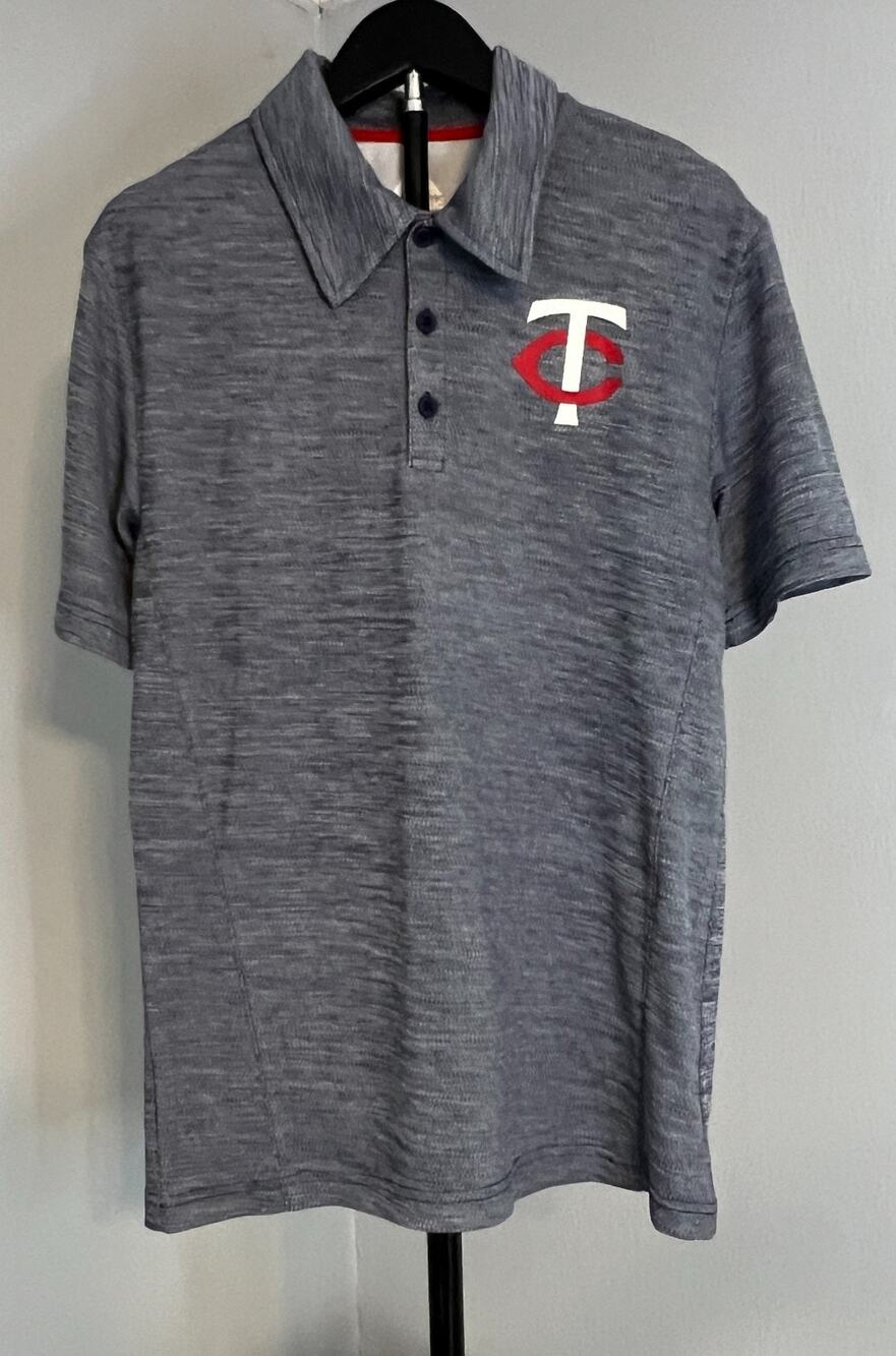 Majestic Minnesota Twins MLB Baseball Performance Polo Shirt Mens S Heather Gray